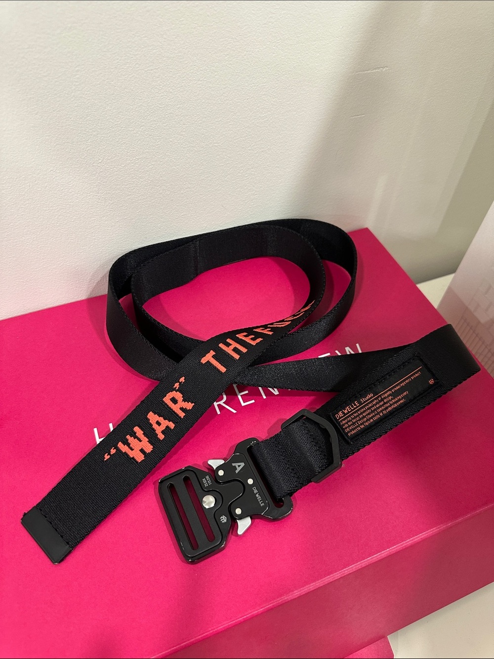 Black Tactical Web Belt with Orange Accent